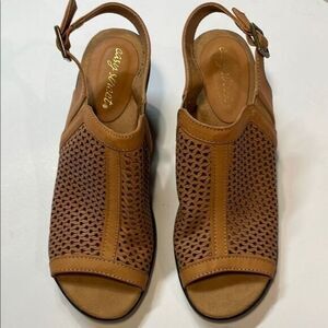 Easy Street Riza Womens Light Brown Slingback Heeled Sandals Size 9.5